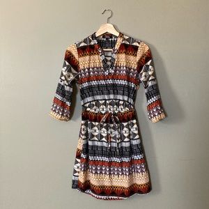 Striped Patterned Button Down Dress